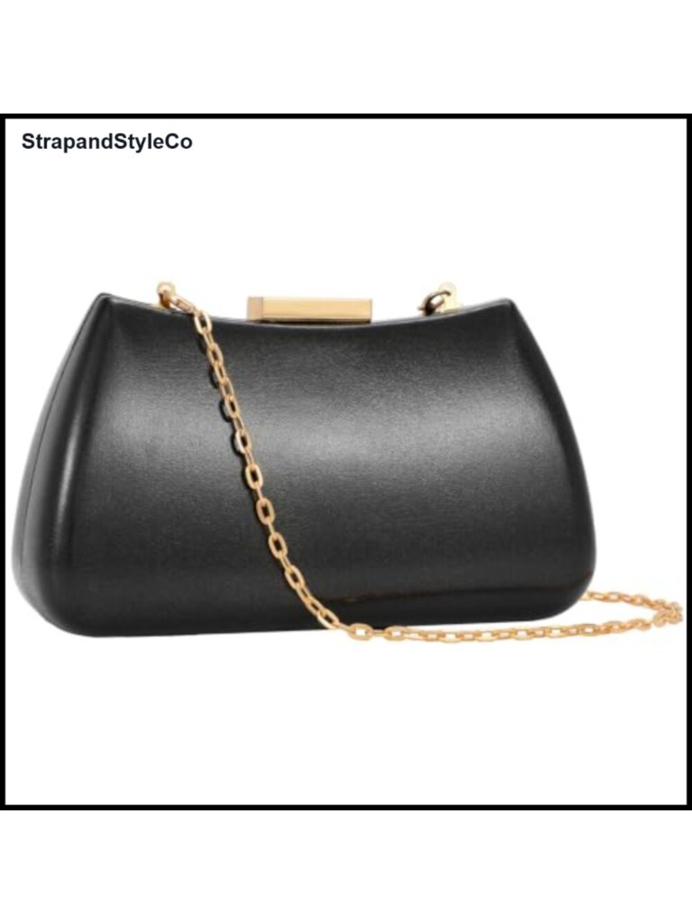 Trapezoid Evening Clutch PU Leather Formal Handbag Detachable Chain
